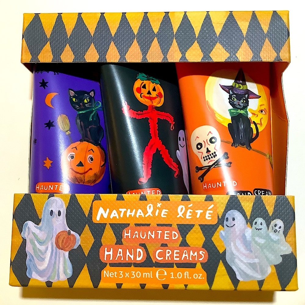 Halloween Haunted Mini Hand Cream Trio Pumpkins, Black Cat, Skull New